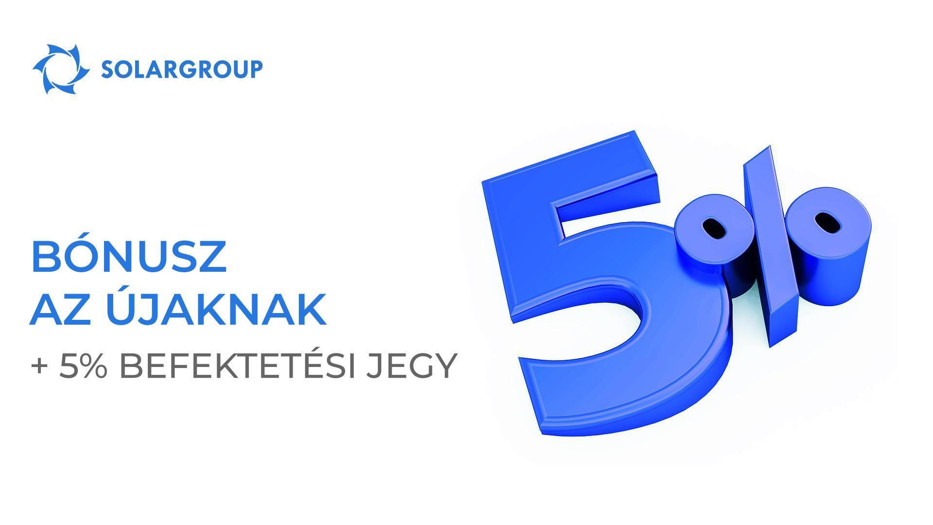 A regisztrációtól számított 7 napon belül minden egyes befizetés után a befektetési jegy 5%-át ajándékba adjuk