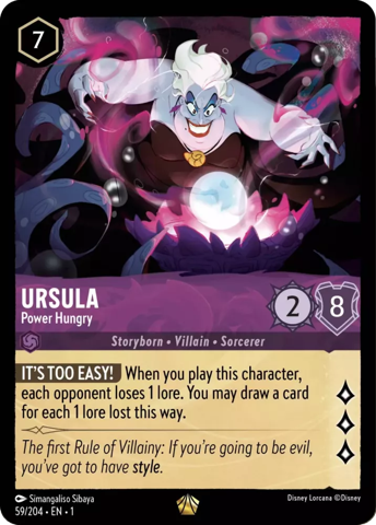 Ursula card from Disney's Lorcana: The First Chapter.