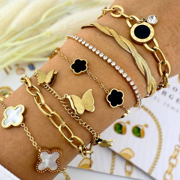 18K gold plated Stainless steel Flower Meadow bracelet - Image 2