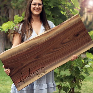 Personalized Extra Large Charcuterie Board 34" Long x 10-12 Wide, H2 (Watts)