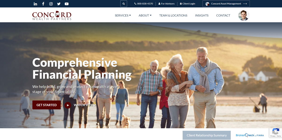 Screenshot of Concord Wealth Partners, from the financial advisor websites collection.