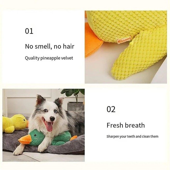 Plush Cartoon Duck Dog Toy Interactive Squeaky Pet Toy Durable Fun Chew Toy - Image 3
