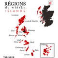 Carte région du Whisky Islands localisation de la distillerie écossaise Talisker