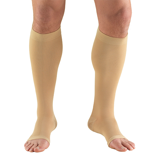 Knee High Open Toe Medical Stockings in Beige