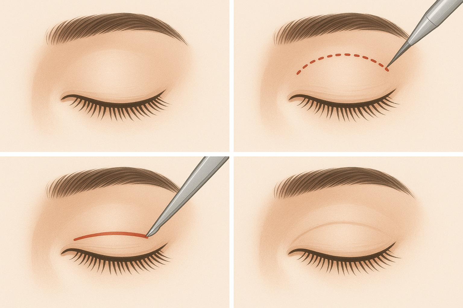 눈 성형 수술 방법 - 자연유착법