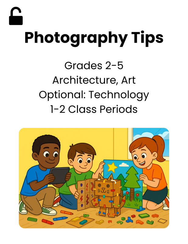 Students learn kid-friendly photography techniques to capture clear, polished images of their 3DuxDesign models. This grades 2–5 STEAM activity strengthens visual storytelling, design communication, creativity, and optional tech skills while supporting project-based learning and ELA connections.