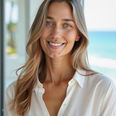 Photo generated by Secta Labs in style of Coastal Resort Portraits