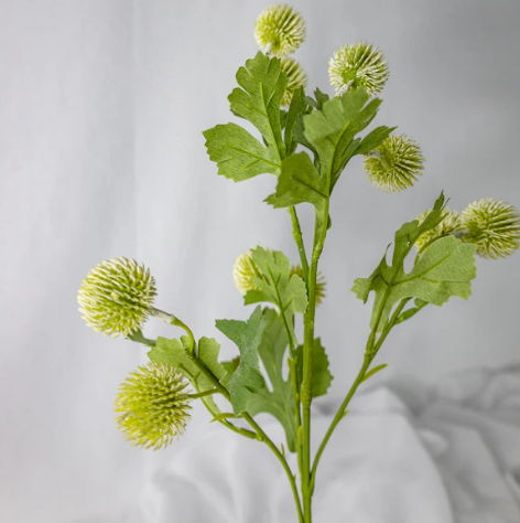 White Pom Pom Spray - Realistic Artificial Flowers and Greenery - Image 2