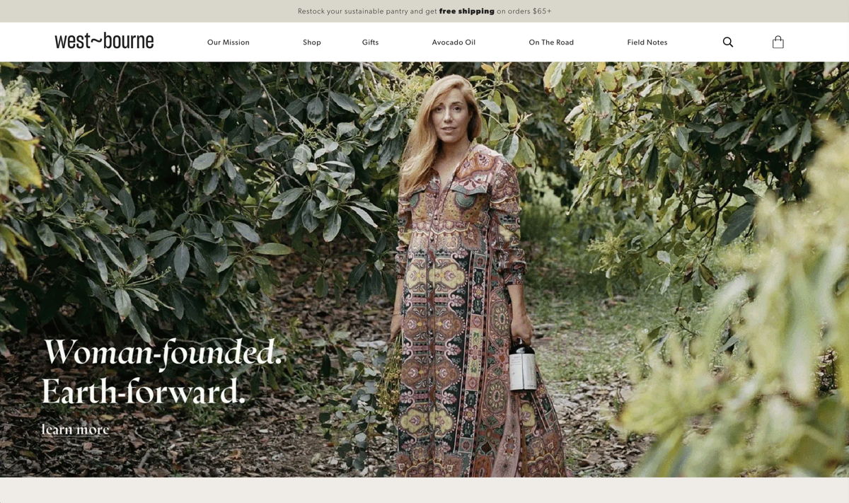 Screenshot of West Bourne, from the ecommerce websites collection.
