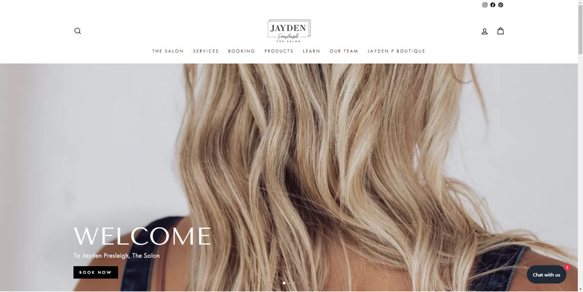 Screenshot of Jayden Presleigh, The Salon, from the barber & barbershop websites collection.