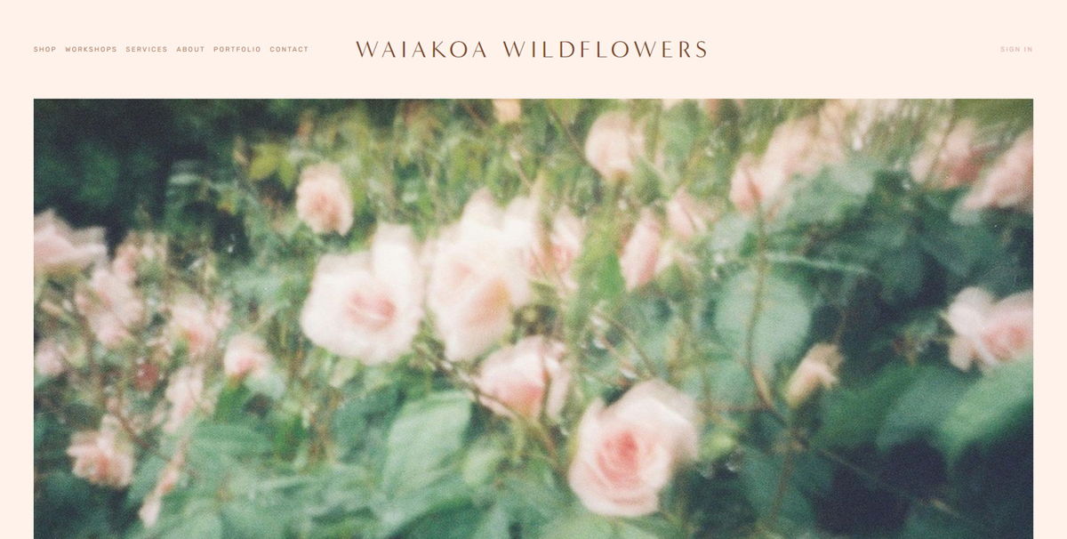 Screenshot of Waiakoa Wildflowers, from the brown websites collection.