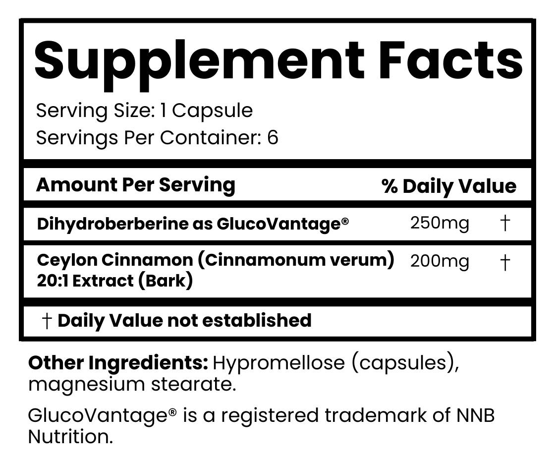 Berberine Supplement facts label