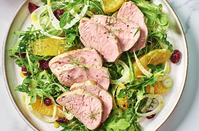 Mustard-Glazed Pork Tenderloin with Arugula Salad