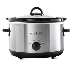 Crock-Pot 4.5qt Slow Cooker Silver: Ceramic, Glass, Stainless Steel, 3 Settings, Stay-Cool Handles, Dishwasher-Safe