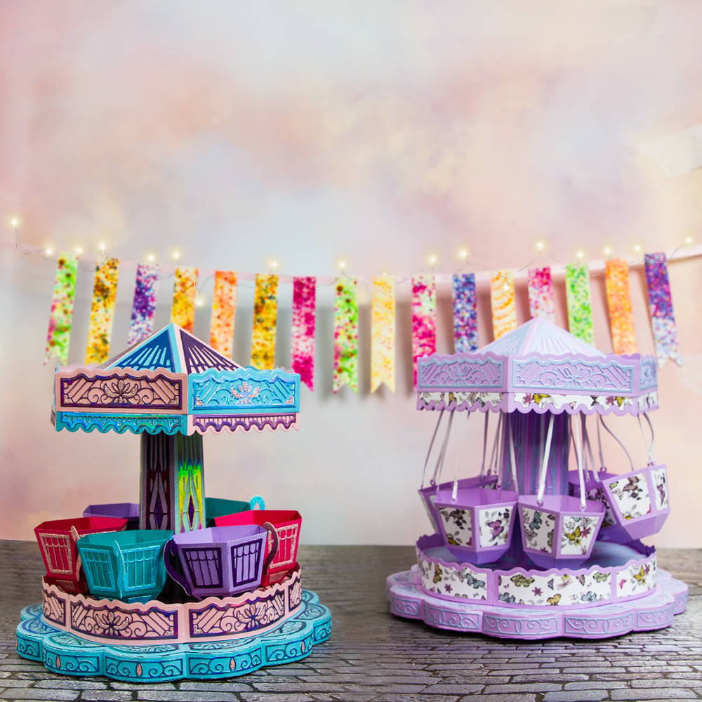 Two Paper crafted Twirling Tea Cups