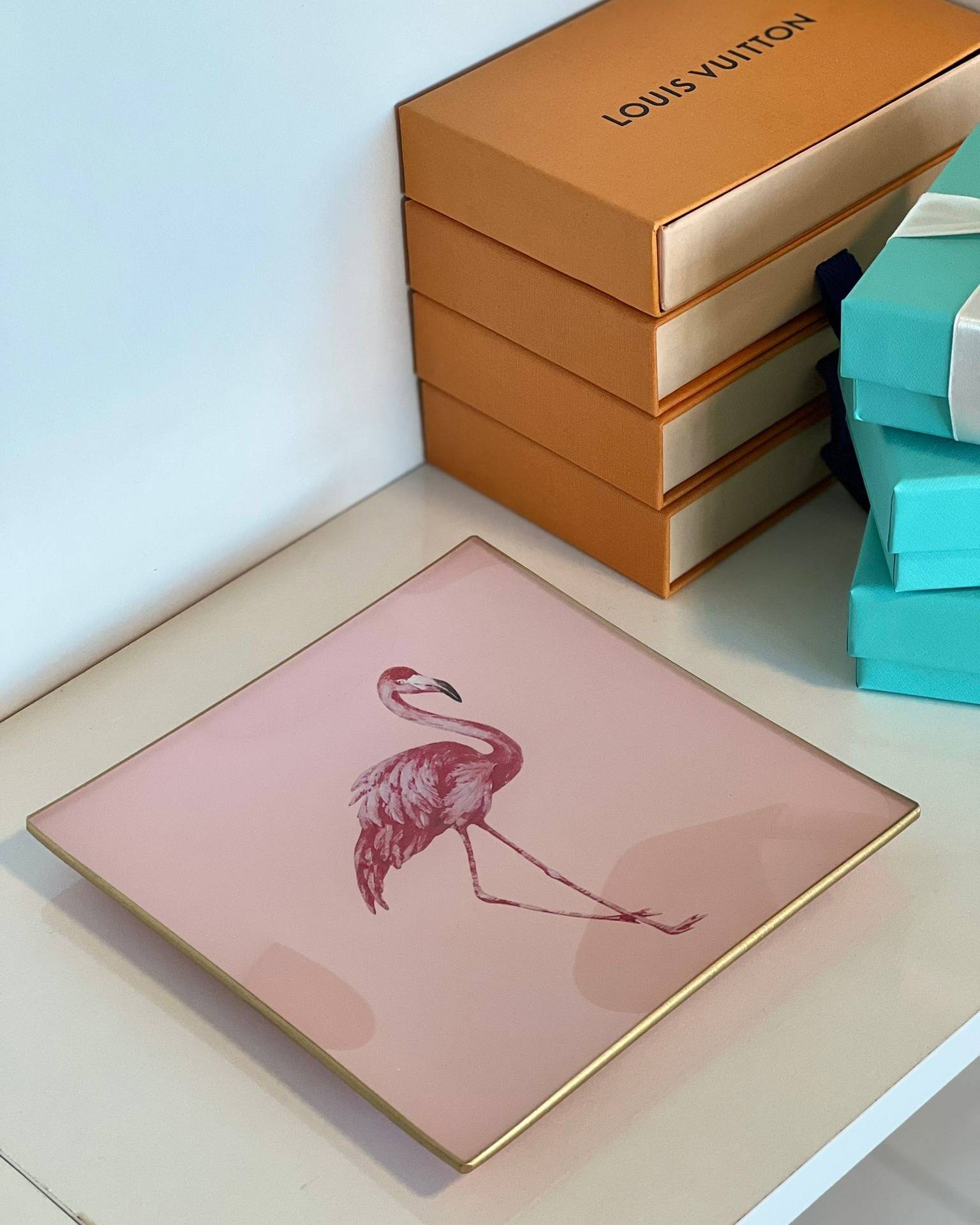 Blush Pink Glass Flamingo Tray by Melissa LaFave