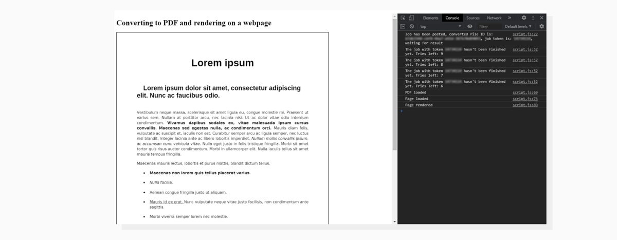 Here is how our web page looks. Screenshot of a converted file displayed via PDF.js