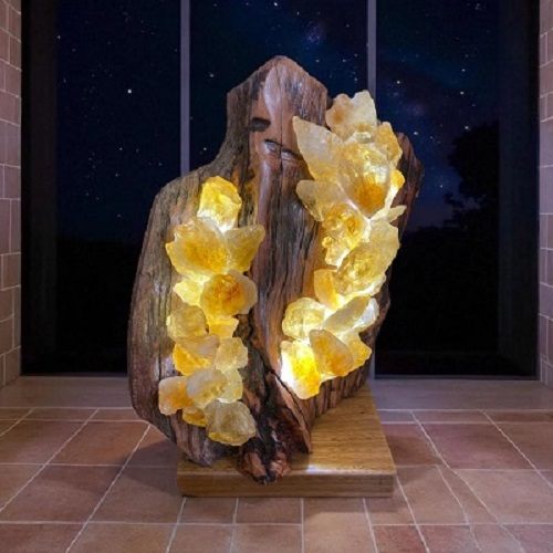 Citrine Quartz Crystal Lamp - Handcrafted With Love