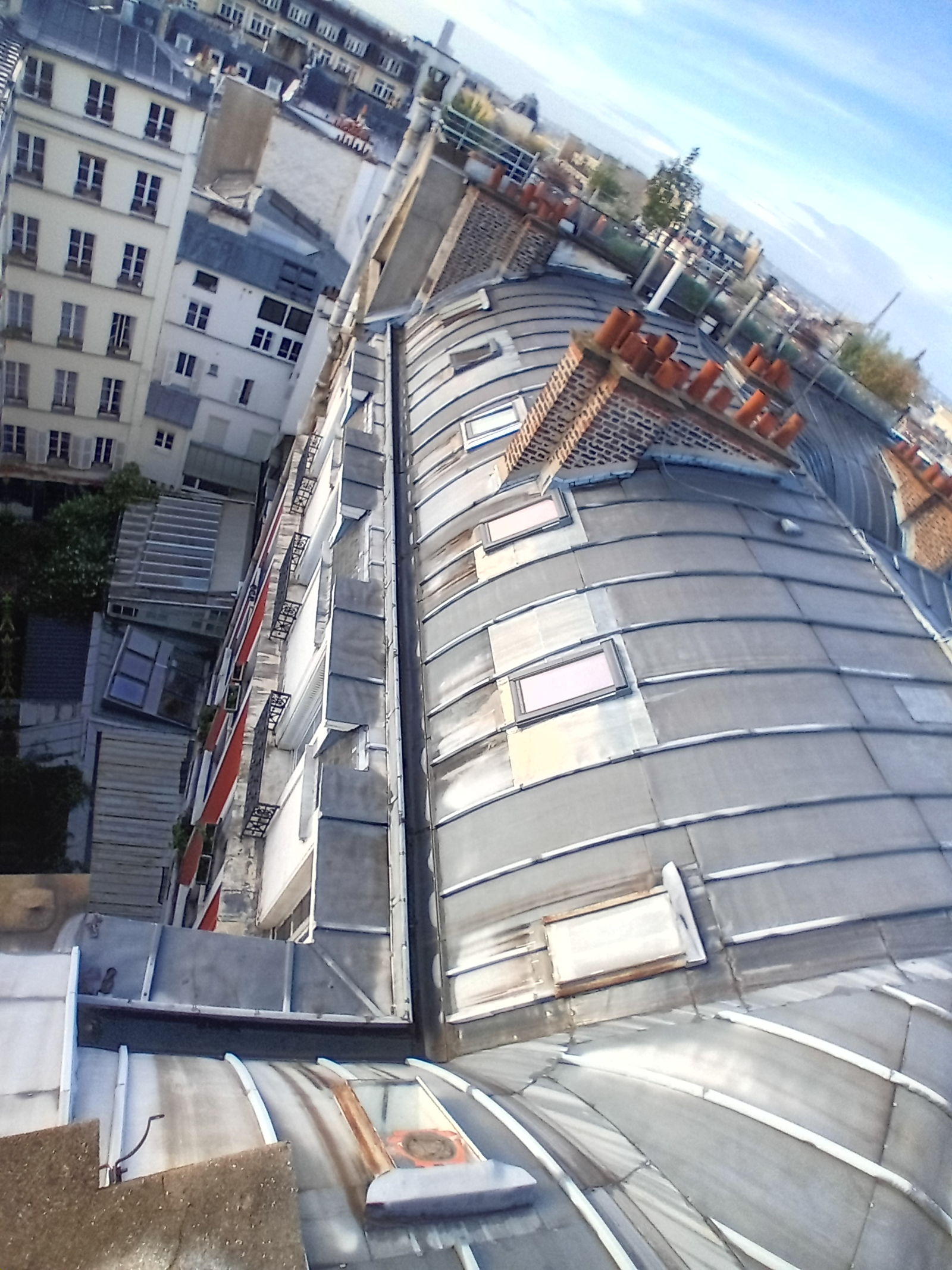 Habillage en zinc d'une verrière de toiture à Paris