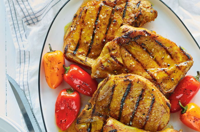 Grilled Pork Chops with Turmeric and Honey