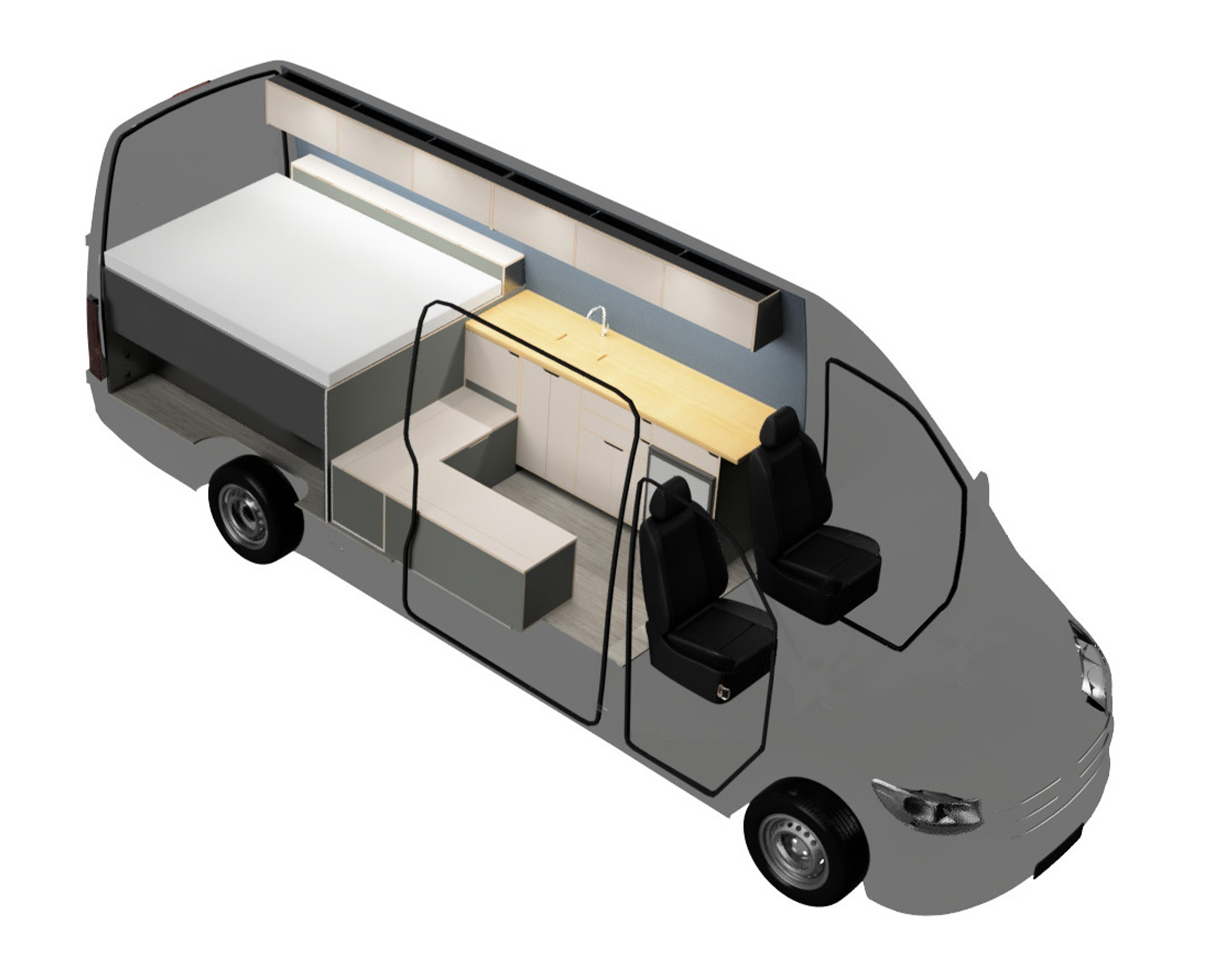 The Outpost Sprinter Van Conversion Layout by The Vansmith
