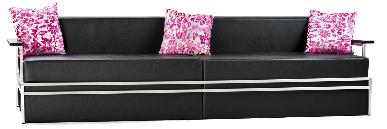Design Sofa mieten für Event schwarz mit Dekokissen