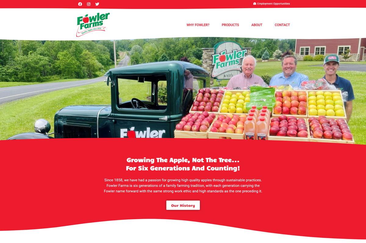 Screenshot of Fowler Farms, from the wordpress websites collection.