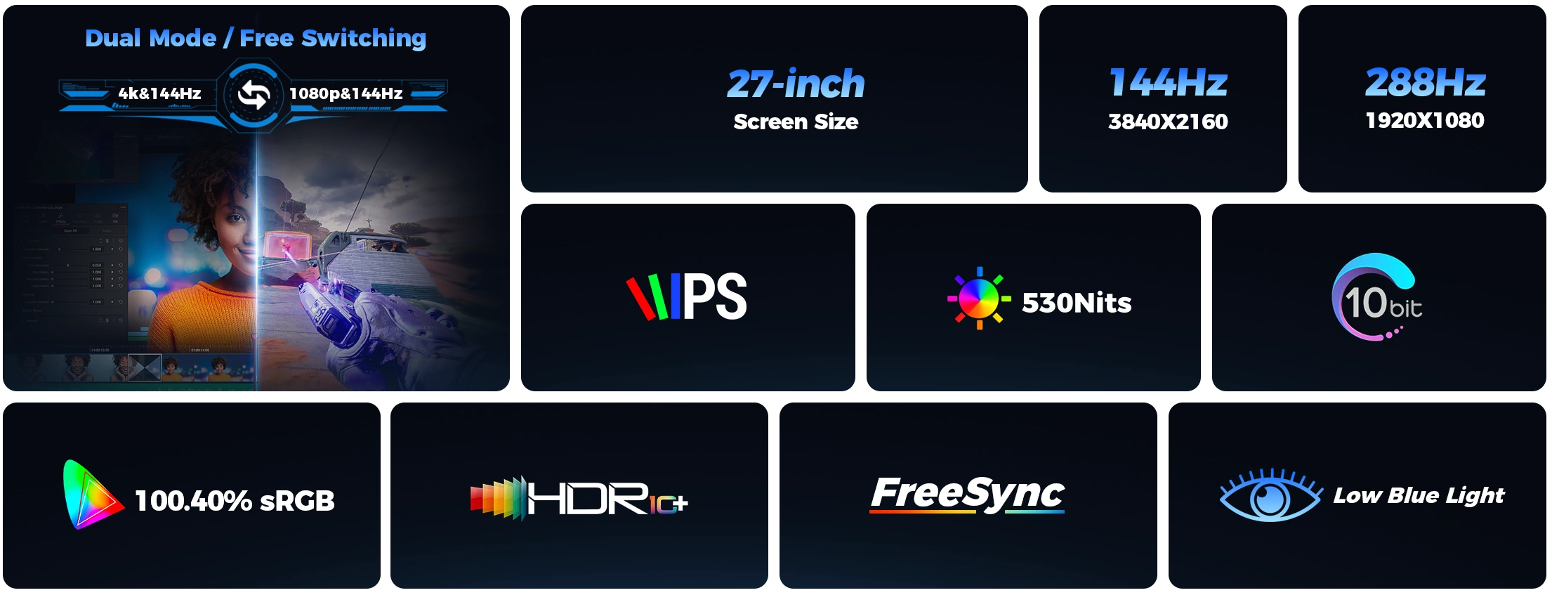 UMax 23 - 23.8 Inch 100Hz Computer Monitor 1080P HDR Mountable Display