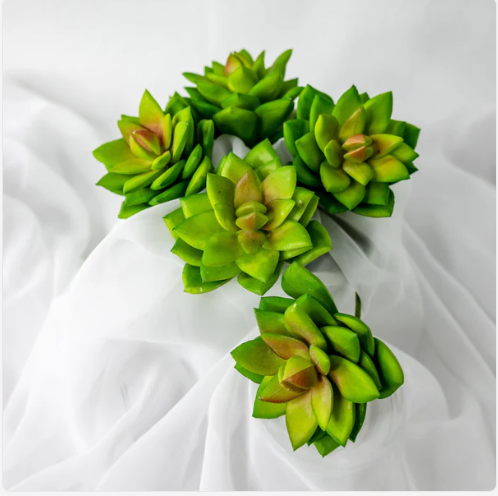 Rosette Lotus Succulent (6 Pack) - Realistic Artificial Flowers and Greenery