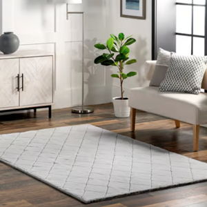 SILVER 5' x 8' Silver Jaylene Trellis Plush Cloud Washable Area Rug