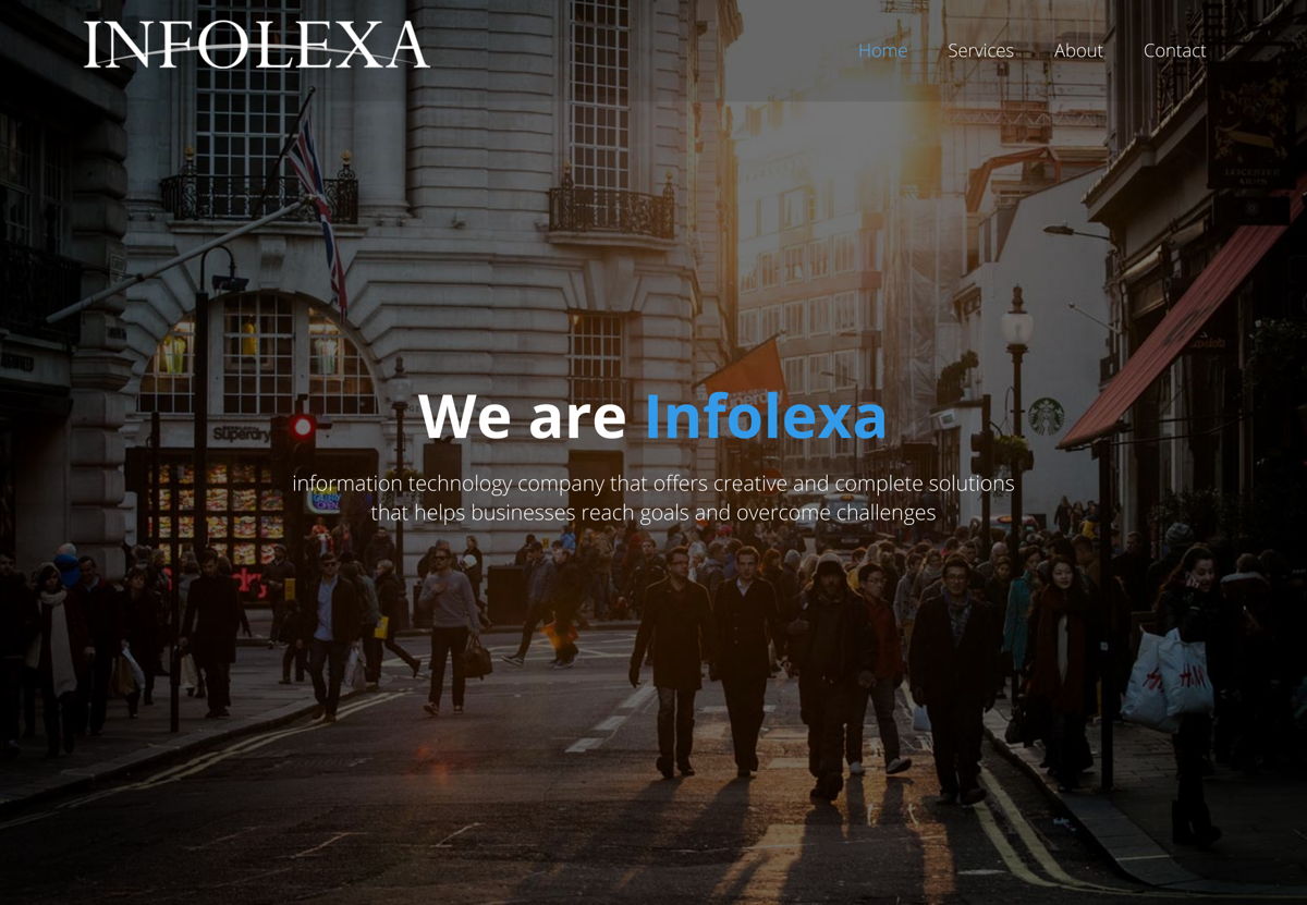 Screenshot of Infloexa, from the weebly websites collection.