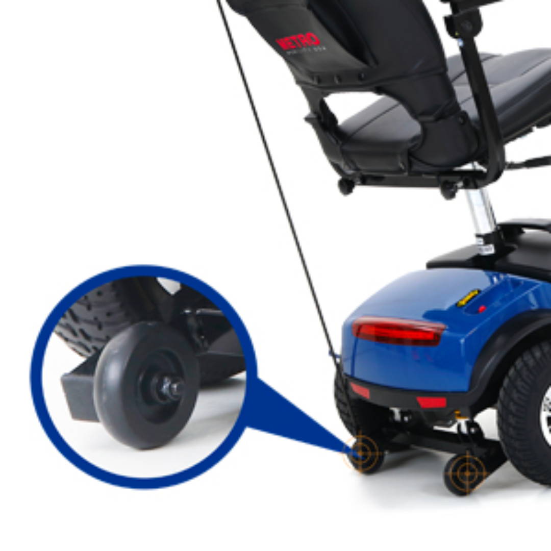 Safety is always the top priority. Enjoy peace of mind with Anti-Tip Wheels for your mobility scooter.