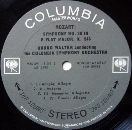 Columbia 2-EYE / BRONO WALTER, - Mozart Symphonies No.3...