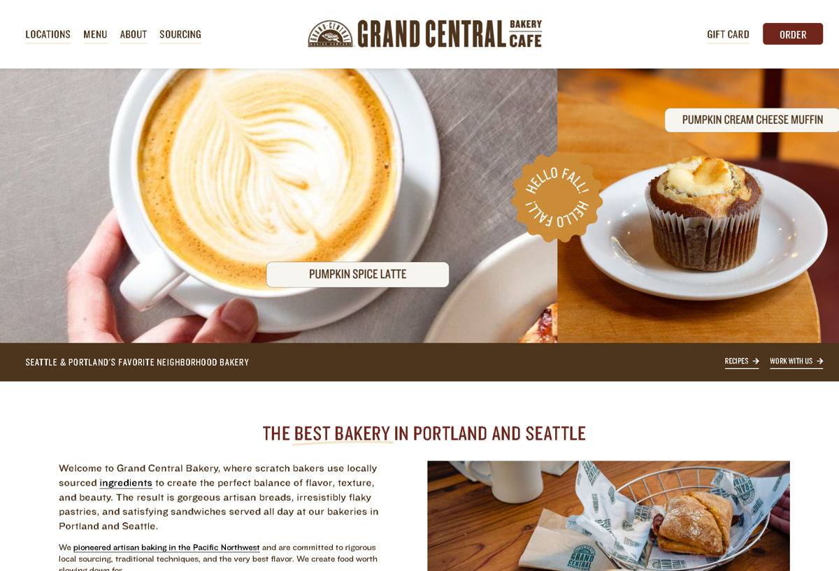 Screenshot of Grand Central Bakery , from the brown websites collection.