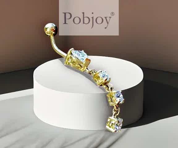 Dangly diamond belly ring in 18K gold Pobjoy Diamonds