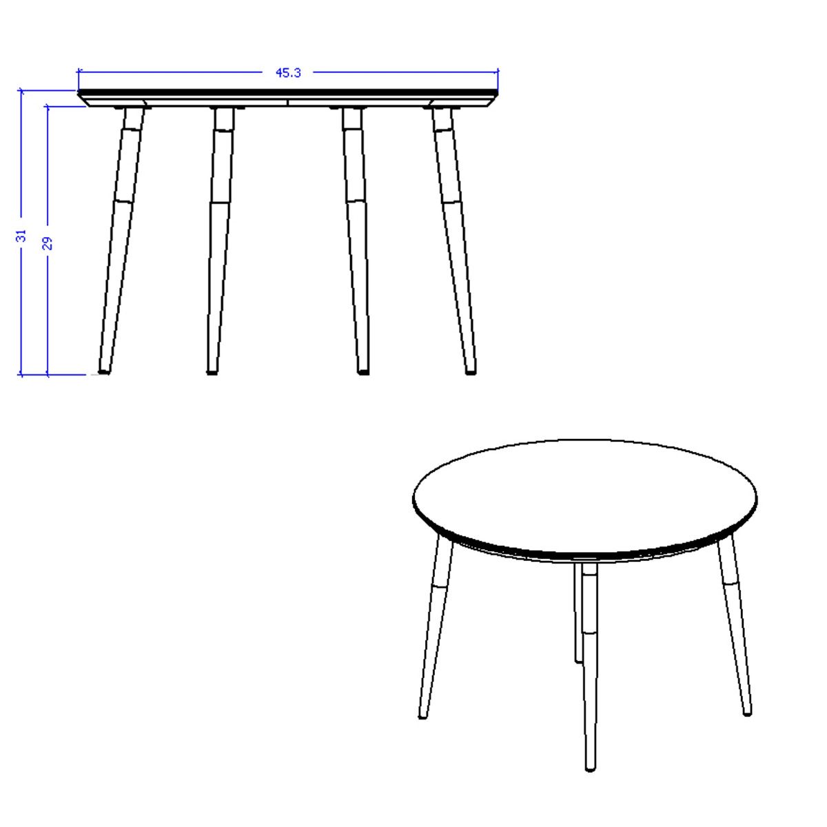 Weight and Dimension (Length, Depth, Width, Height) of Mondella Omizz Round Dining Table from Dining Table Mart (MON015105)