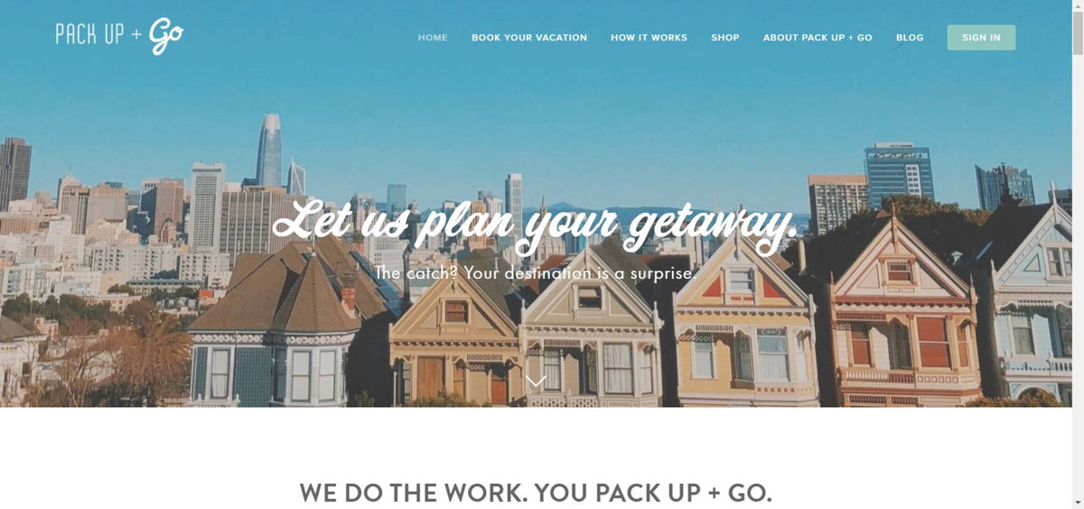 Screenshot of Pack Up + Go, from the service websites collection.