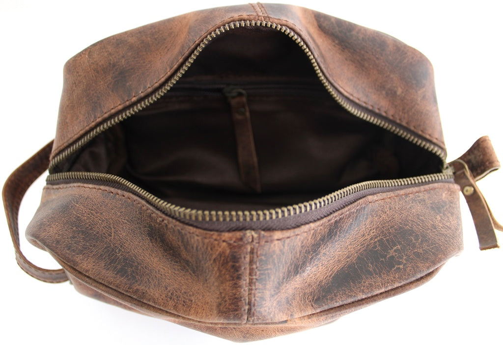 Quality Full Grain Genuine Hunter Leather Toiletry Bag - Image 12
