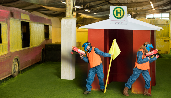 city paintball nerf action