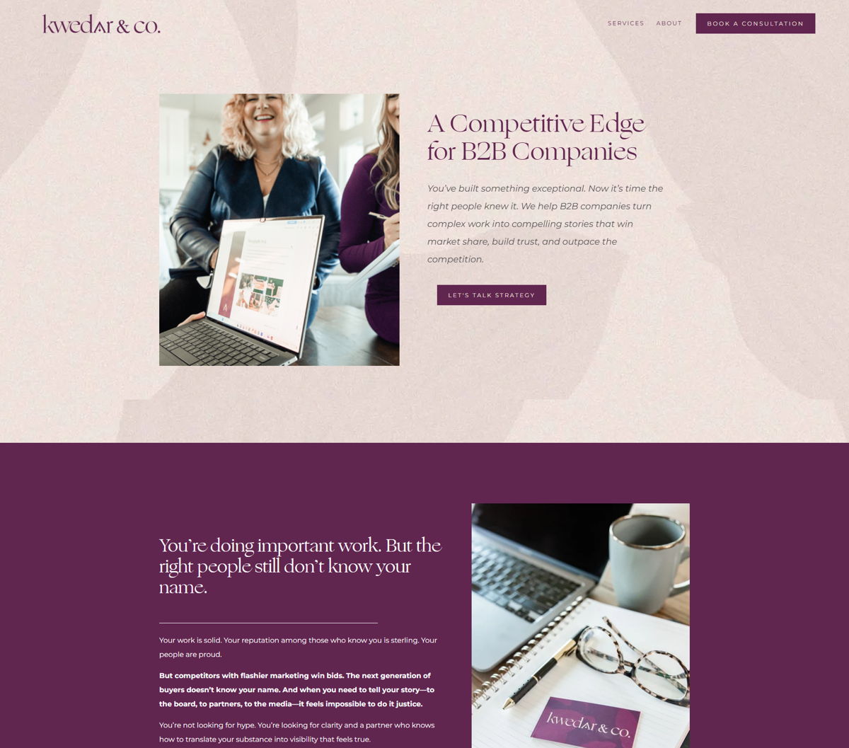Screenshot of Kwedar &amp, from the pr portfolios & websites collection.
