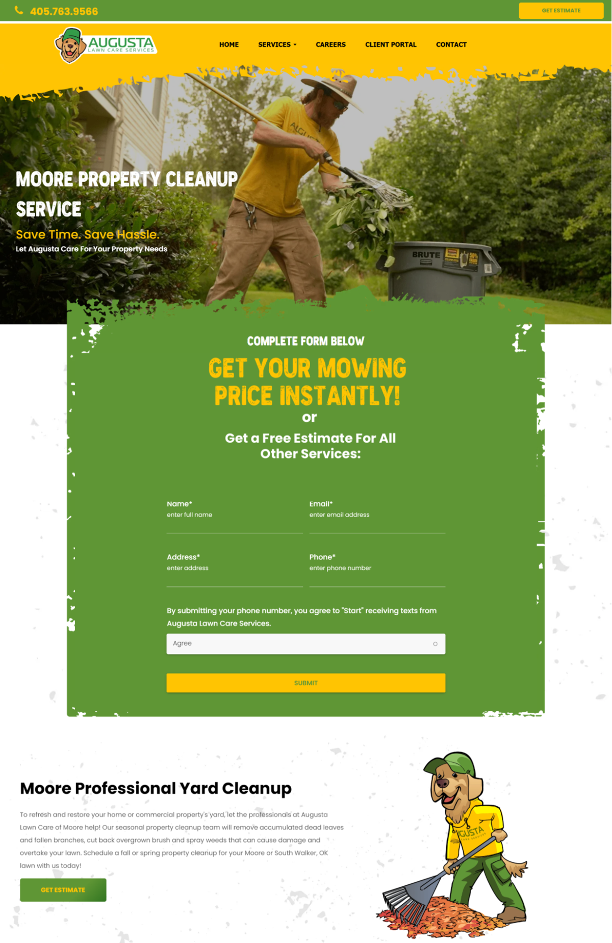 Screenshot of AUGUSTA Lawn Care Service, from the service page design examples collection.