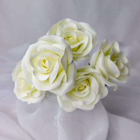 White Velveteen Rose Bloom - Realistic Artificial Flowers - Image 2