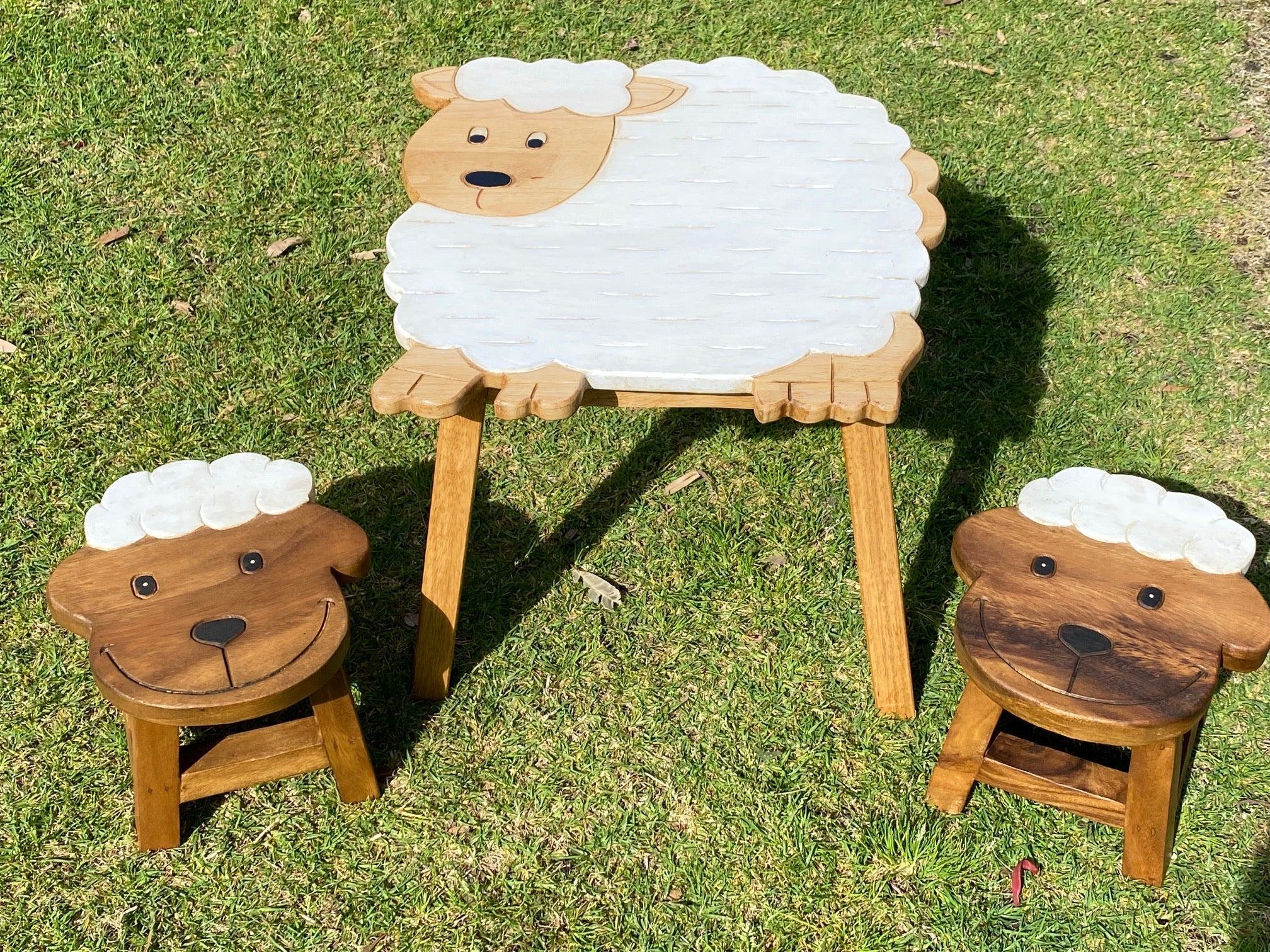 Children’s wooden sheep lamb table Shaun the Sheep theme - Image 5