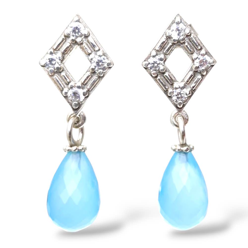 Tiara sølv øredobber med cubic zirkonia og onyx