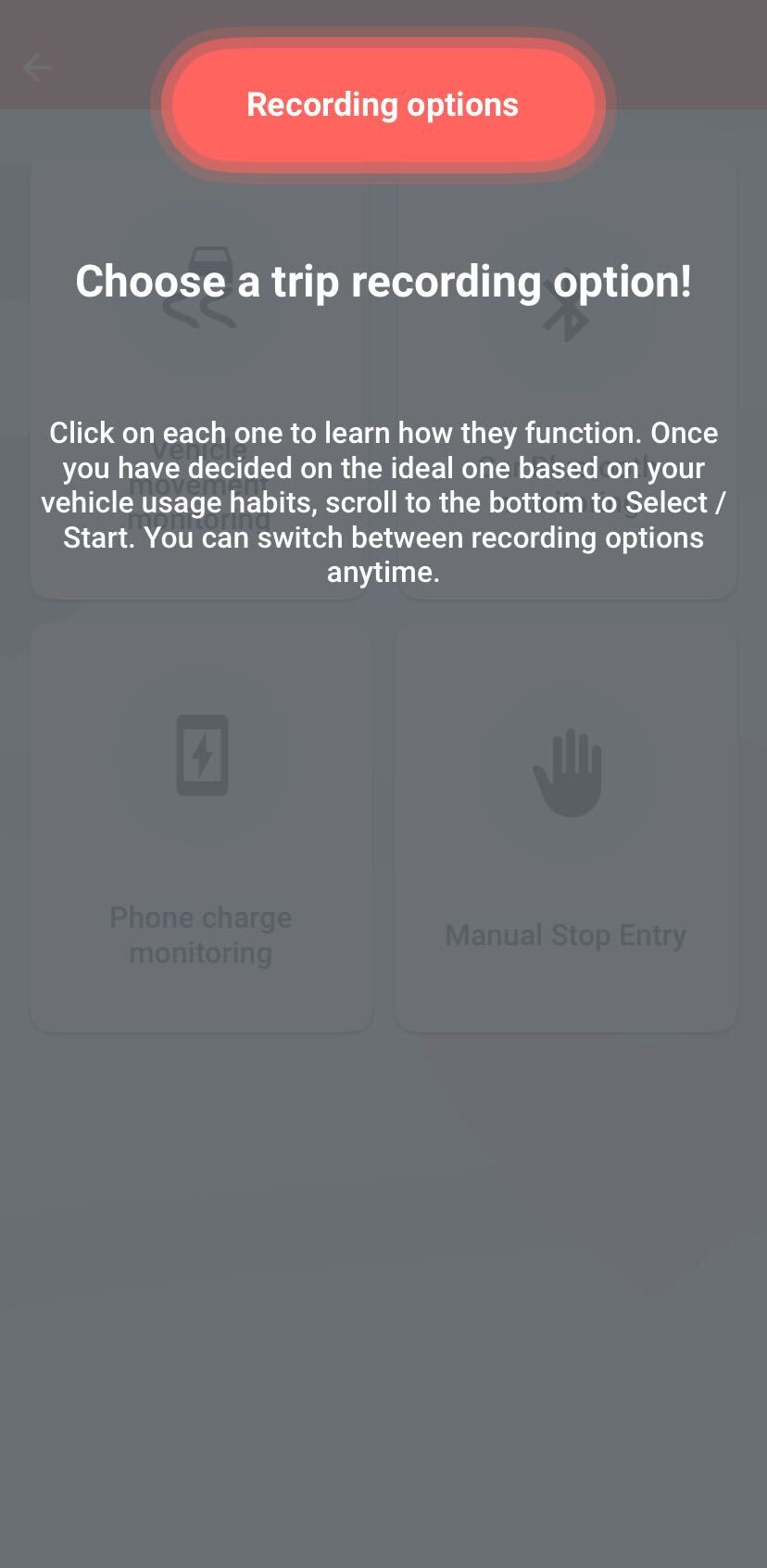 MileageWise recording options
