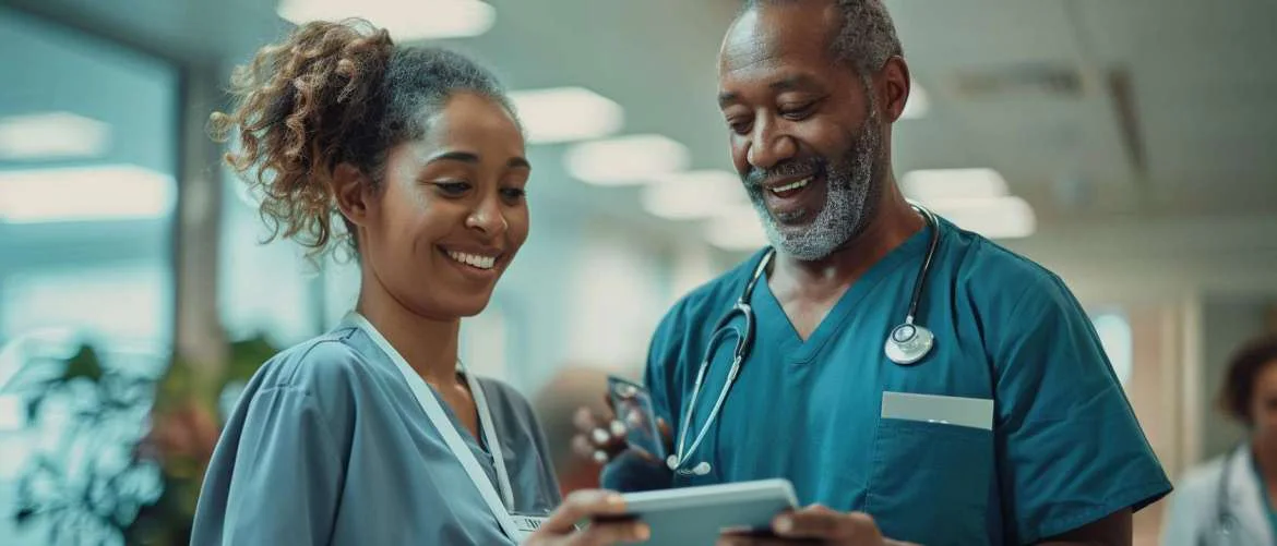 Nurse blending technology with human touch in patient care