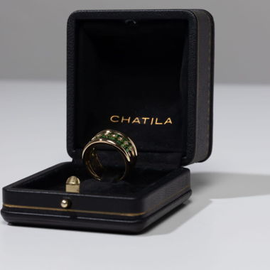 Chatila gold, diamond and tsavorite ring 