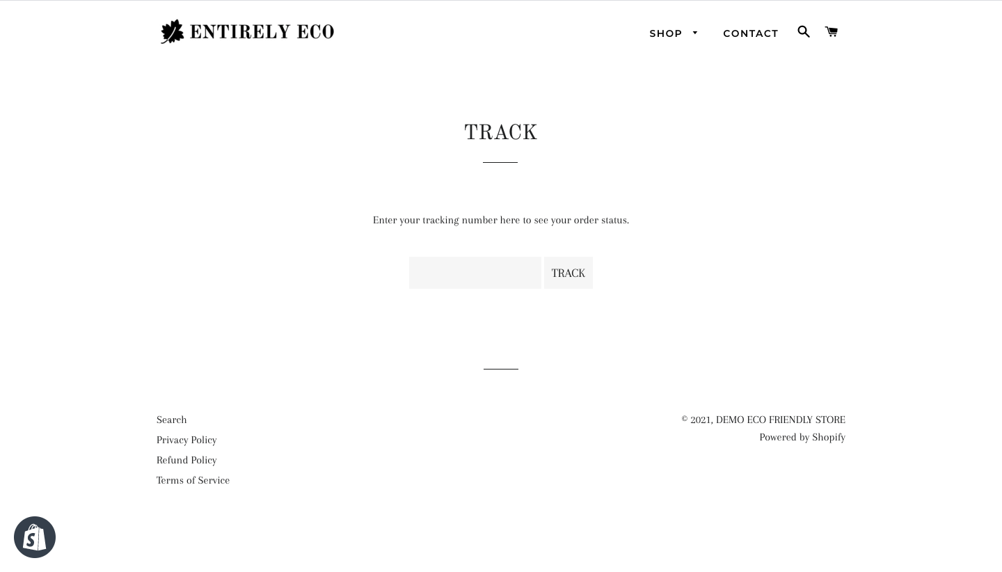 eco friendly products niche pre-built store order tracking page