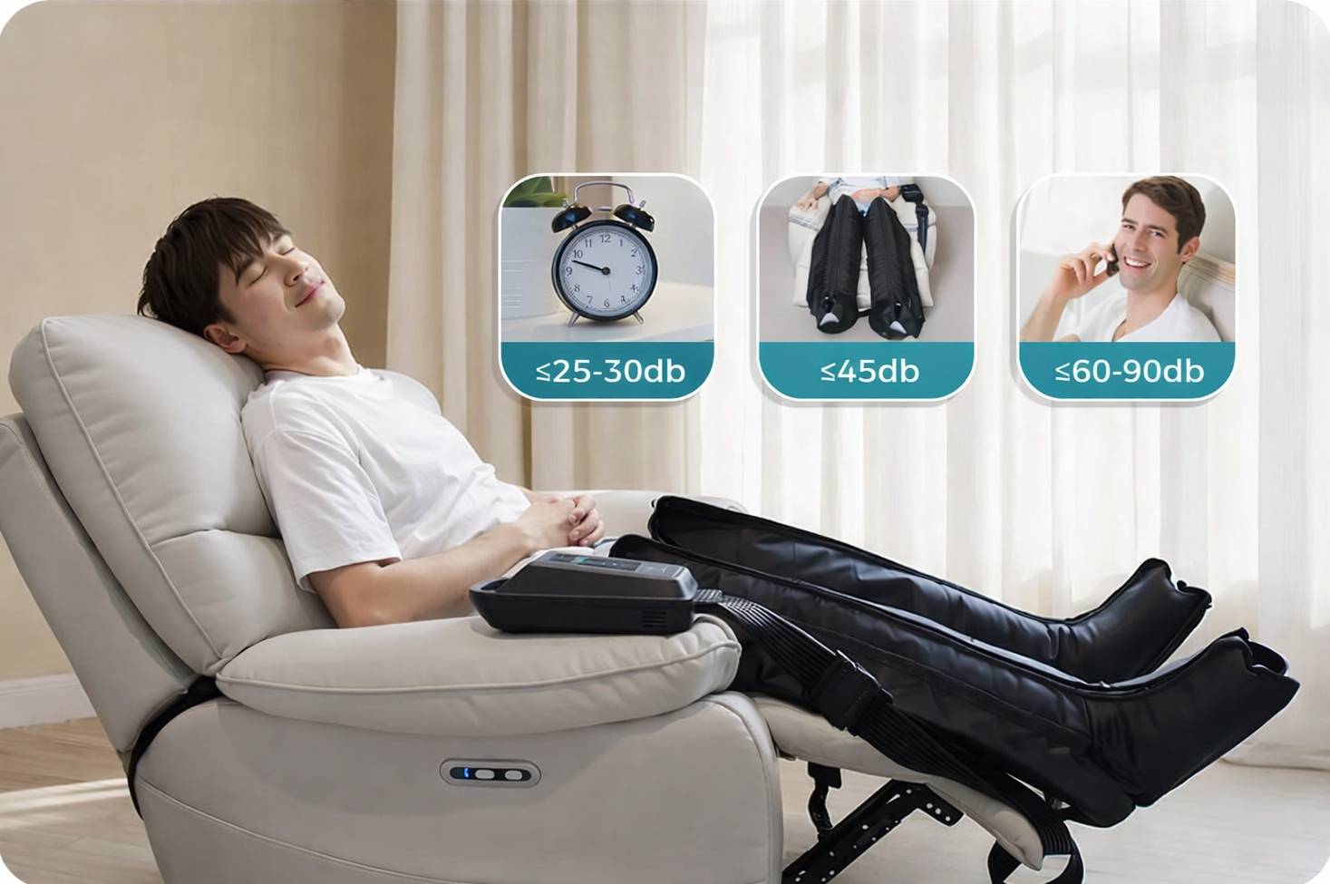 With a low noise level of just 45dB, our compression boots provide a peaceful recovery experience.