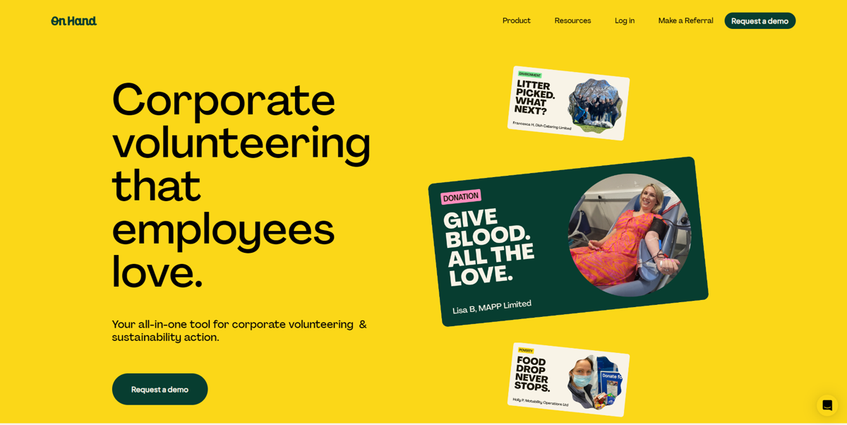 Screenshot of OnHand, from the saas websites collection.
